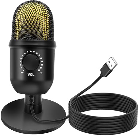 MEIRIYFA Micrófono USB de condensador de computadora para juegos de PC, PS4/5, transmisión de podcasting, micrófono de grabación, soporte ajustable con rotación de 360°
