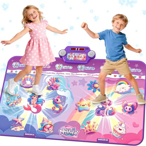 MUZREES 2025 Tappetino da Ballo per Bambini e Bluetooth Wireless- con Batteria Ricaricabile da 1200mAh- Tappetino da Ballo elettronico Giocattoli per Ragazze dai 3 4 5 6 7 8