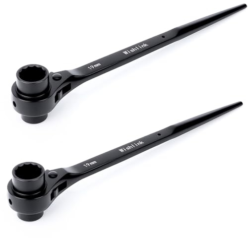 Wishlink 2 Stück Gerüstbauratsche 17/19 mm Zwölfkant Ratschenschlüssel Gerüstbauknarre Gerüstratsche Gerüstbauer Ratsche Rechts Links Umschaltbar Zwölfkant