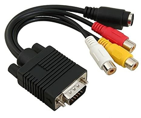 Homoyoyo Adaptateur Vga vers S-vidéo 3 RCA pour Ordinateurs Pc Écran Bureau Câble PVC 20 Cm Entrée Vga Sub-d Signal Vidéo Conversion