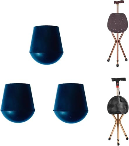 LINGTHIN 3 Pack Rubber Ends of Walking Stick with Seat, Non-Slip Rubber Replacement Tips, Suitable for Metal Pipes with Diameter Ranging from 18.5 mm to 19.5 mm, Ferrules of Walking Cane with Seat.