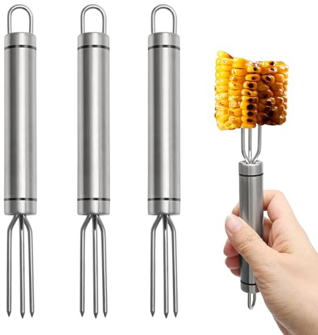 4 supporti per pannocchie per mais dolce, spiedini estesi in acciaio inox, per pasti quotidiani, barbecue, feste, picnic