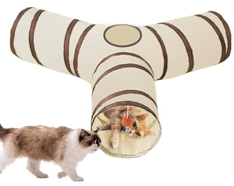 Ahuuen Tunnel per Gatti, Tunnel a 3 Vie per Gatti da Interno, Casa Ripiegabile Giocattoli Interattivi Arricchimento Piccoli Animali Stimolazione Esercizio Riposo