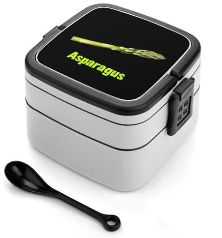 SMAZDFXX Boîte à bento pour asperges, double compartiment étanche, avec cuillère à poignée