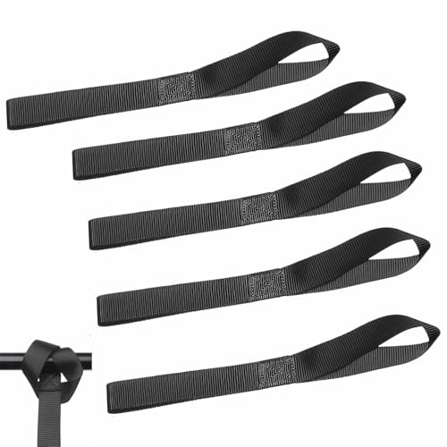 5 Stück Zurrschlaufen Nylon Doppelschlaufen Gurt Spanngurte mit Schlaufen | 20cm für Motorrad Fahrrad Transport Schwarze