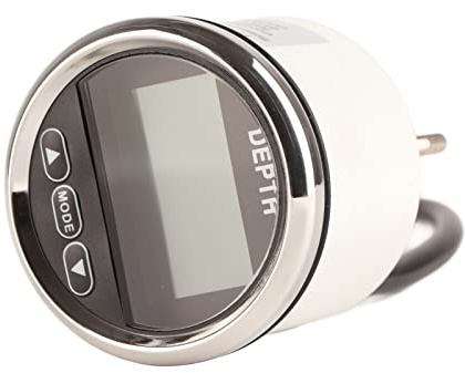 Tbest 52 Mm 2 Zoll Marine-Tiefenmesser, Digitales Messgerät mit Weißer Hintergrundbeleuchtung, Tester für Yachten, Fischerboote, Edelstahl 316L, Antibeschlagglas