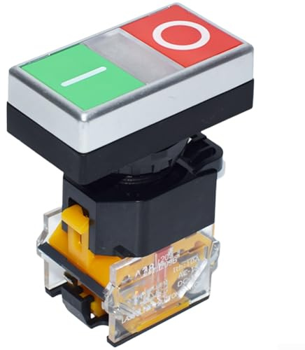 LA38 11D RG Dual-Drucktastenschalter mit Start/Stopp-Funktion und LED-Anzeige, IP40 bewerteter ABS-Industrie-Kontrollschalter für elektrische Geräte (LA38-11/RG)