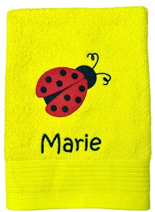 Generisch Marienkäfer Handtuch mit Name personalisierbar Sauna Wellness Duschtuch Saunatuch Geschenk Kinderhandtuch