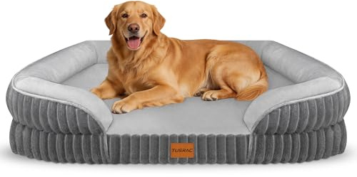Orthopädisches Hundebett Grosse Hunde, Hundekissen Waschbar, 112x81x18cm | Hundesofa mit eierförmiger Kistenschaum, Hundekissen Waschbar Abnehmbarem Flanellbezug,rutschfeste Unterseite für Große Hunde