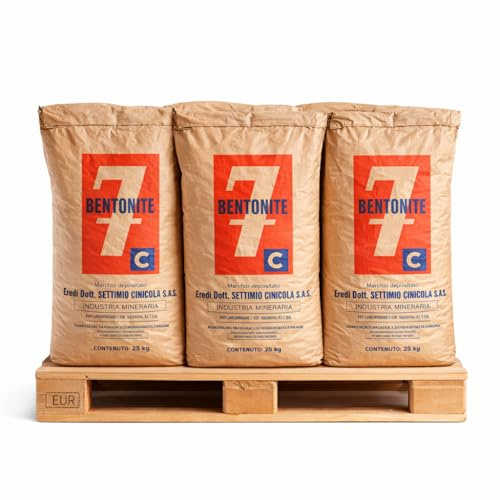 Ossian Bentonite Superventilata – Argilla Naturale in Polvere per Orto, Vite e Giardinaggio – Consentita in Agricoltura Biologica – Sacco 25 kg x 8 PZ (200 KG)