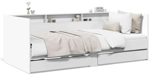 Owoxanthellate Tagesbett 90x200 mit Schubladen Holzwerkstoff weiß Modernes Design Stauraumbett Schlafsofa für Wohnzimmer Gästezimmer und Jugendzimmer