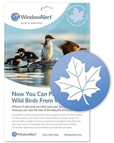 WindowAlert Maple Leaf Anti-Collision Decal - UV-Reflective Window Decal to Protect Wild Birds from Glass Collisions - Made in The USA