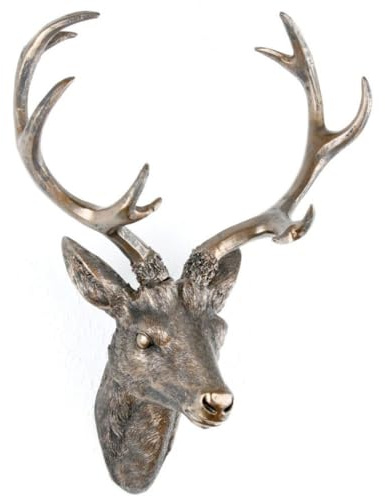 Geweih Hirschgeweih 30x18x40cm bronze Kunststoff 10Ender Hirschkopf Wanddeko