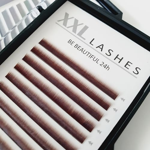 XXL Lashes - Gerade Wimpern ohne Kurve für Augenbrauen, Rekonstruktion und Augenbrauen Extensions, 1 Box mit 12 Reihen unterschiedlicher Länge zum Verdicken und Verlängern der Augenbrauen, dunkelbraun