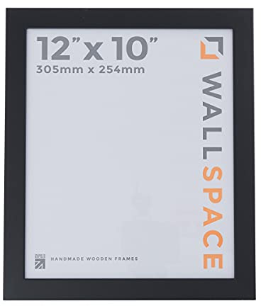Wall Space 12x10 Black Picture Frame | Black 10x12 Photo Frame | 12 x 10 inch | 305x254mm | 30.5x25.4cm | Solid Wood Wooden with Real Glass | Handmade in UK