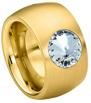 Heideman Damen-Ring Coma 14 gold Gr.54 kristalle crystal 10 mm Goldring Ring goldig mit Stein Zirkonia Edelstein Edelstahl Größe 54 (17.2) hr9100-7-1-54