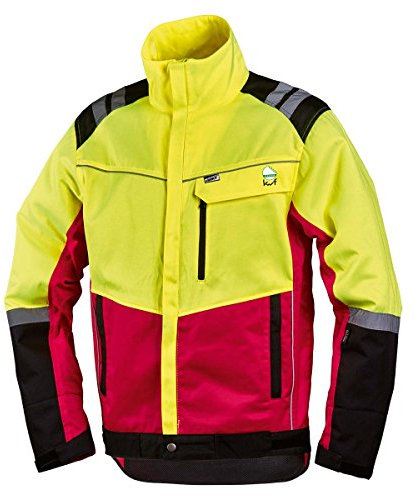 Worky Moderne Forstjacke Forstschutz Jacke Komfort Rot/Neongelb