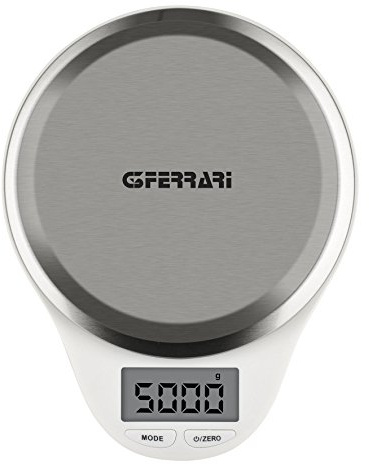 G3 Ferrari G20082 Bilancia da Cucina Elettronica con Piatto Inox 1gr/5kg, Bianco