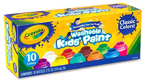 CRAYOLA - Les trempes lavables en bocaux amovibles, prêts à l'emploi, pour l'école et les loisirs, 10 couleurs classiques, 54-1205, couleurs assorties