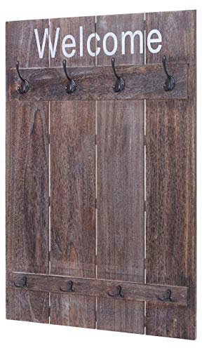 Mendler Wandgarderobe HWC-C89 Welcome, Garderobe Garderobenpaneel, Shabby-Look Vintage, 91x60cm - braun, shabby