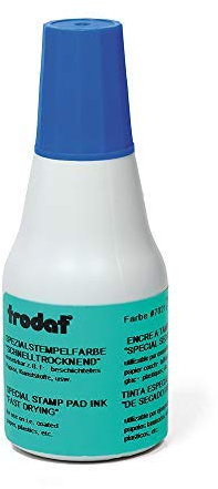 Trodat Stempelfarbe blau für Handstempelkissen, 25 ml Inhalt in Flasche, Dokumentenecht, zum Nachfüllen, Schnelltrocknend