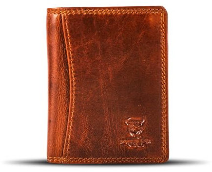 MATADOR Kartenetui Herren Leder 'Milano mit Geheimfach & Mini Münzfach | Minimalist Wallet Cardholder Herren mit RFID Schutz | Kartenportmonai Kleine Geldbörse Portemonnaie | Vintage Braun