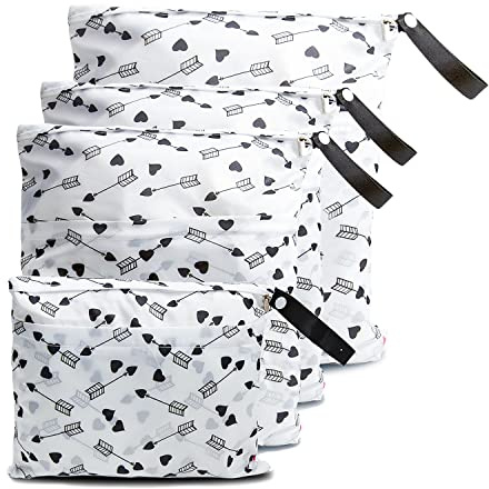 Joyo roy Wet Bag wasserdichte Windeltasche für unterwegs Nassbeutel Kindergarten Wetbag Wäschebeutel Kita Wetbag Stoffwindeln Wäschebeutel Kindergarten Wasserdicht Windeltasche für Baby 4 Set