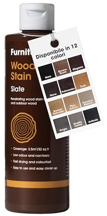 Tinte para madera Furniture Clinic (pizarra) – Tinte de secado rápido, muy concentrado, fácil de aplicar para maderas de interior y exterior – 250 ml