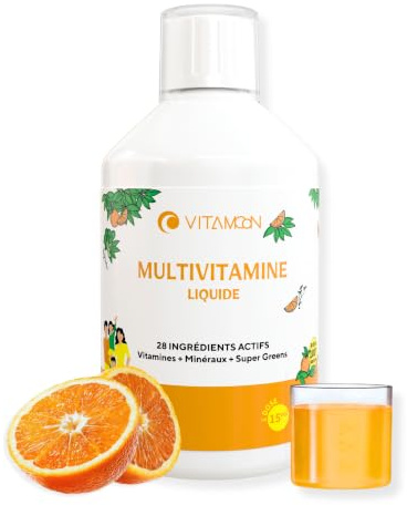 Vitamoon - Multivitamines Liquide Vegan 28 Actifs - Anti-Fatigue & Immunité