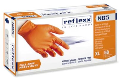50 PZ GUANTI IN NITRILE FULL GRIP N85 Taglia L Arancio Edilizia Generica