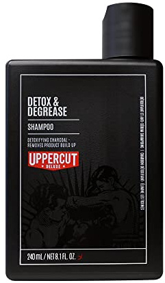 Uppercut Deluxe Detox and Degrease Shampoo 240ml | Deep Clean Shampoo to Remove Build Up and Excess Oil. Charcoal Infused Formula for Oily Hair Types. Refreshes the Scalp.