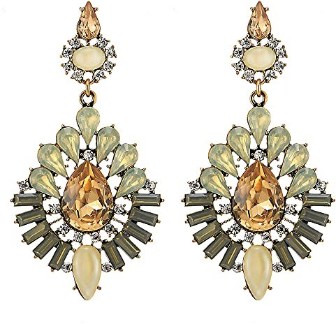 Elégant Champagne Or Marquise Cristal Strass Cluster Larme Palais Statement Boucles d'oreilles - Fête Événement