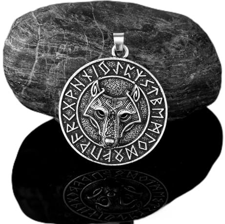 DAOMEI Wikinger Rune Wolf Halsketten Männer Nordischen Amulett Anhänger Mit Edelstahl/echtem Leder Kette Vegvisir Schlüsselbund Männerschmuck 60cm