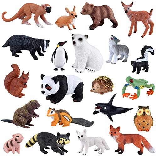 PLULON 21 teilige Safari Tiere Figuren Spielzeug Waldtierfiguren Realistische Wilde Zootiere Figuren Waldtiere Kunststoff Dschungeltier Spielset Tortenaufsatz für Babyparty Geburtstagsgeschenke