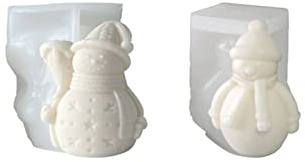 Xidmold 2 Stück 3D Schneemann Silikonform Kerzenformen Handgemachte Aroma Kerzenform Schneemann Harz Form für Sojawachs Kerzenherstellung, Seife, Weihnachten Handwerk Ornamente