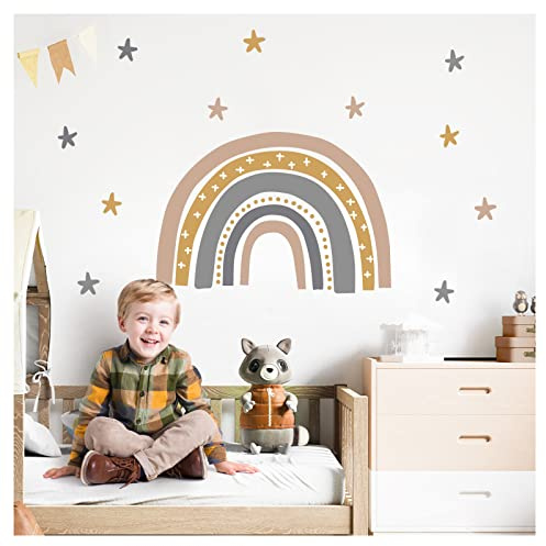 Little Deco Wandsticker Regenbogen Boho Wandaufkleber Sterne Babyzimmer Wandtattoo für Kinderzimmer Wanddeko DL924-1