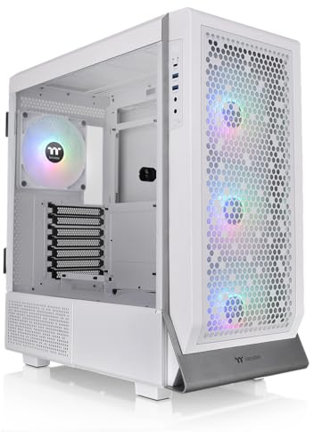 Thermaltake Ceres 500 Snow Edition Mid Tower E-ATX Computer Case with Tempered Glass Side Panel; 4 Preinstalled PWM ARGB Fans; Rotational PCIe Slots & GPU Holder; CA-1X5-00M6WN-00; 3 Years Warranty