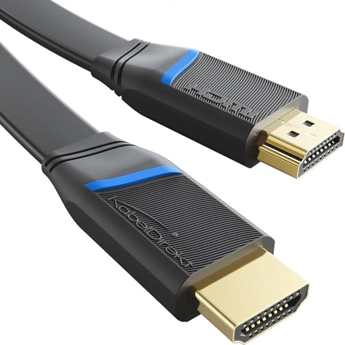 KabelDirekt Cavo HDMI piatto – 2m – 4K@60Hz, cavo piatto da posare – rame extra per fino a 18 Gbit/s secondo gli standard HDMI 2.0, High Speed con Ethernet, Blu-ray/PS5/Xbox/Switch, nero