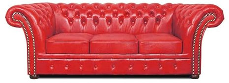 Chesterfield fåtölj Winfield Basic läder | vit | 2 till 4 veckors leveranstid (röd, 3-sitsig)