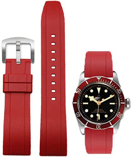 Niziruoup 20mm FKM Rubber Watch Band Quick Release Fluororubber Soft Durable Universal Sport Watch Replacement Band Strap for Men Women, Rubber, Red