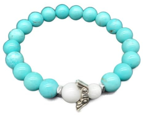 AB Viking Crafts Handgefertigtes Türkis Edelstein Armband mit Schutzengel in Geschenkbox | Glück Liebe Energie Familie