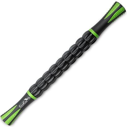 EcoEarth - Muscle Roller Stick - 17”x1.5”, Black, 1 PK - Lymphatic Drainage Massager for Arm, Shoulder, Back & Leg - Myofascial Release Personal Handheld Massagers - Trigger Point Fascia Massage Tool