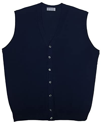 DIDYUGO Maglione Uomo Gilet Senza Maniche Aperto Bottoni Taglie Forti 3XL 4X 5X 6X 7X 8X (XL - Blu)