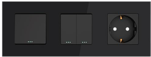 PULSAR Schalter/Serienwechselschalter/Steckdose 3 Fach Unterputz Schwarz Glas - Lichtschalter/Serien-Wechselschalter/Steckdose