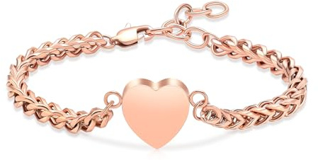Mnicremation Urnenarmband für Asche, Herz-Medaillon, Einäscherungsarmband, Gedenkmal, verstellbare Asche, Gliederhalter, Armreif, Gliederkette, Damen – Always in my heart