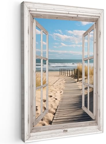 MuchoWow© Bilder Klein Mini Wohnzimmer Deko Modern Wandbild Foto | 20x30 cm - Leinwand Bild Schlafzimmer Room Decor Geschenke Fensterblick - Meer - Küste - Natur - Strand - Wattenmeer