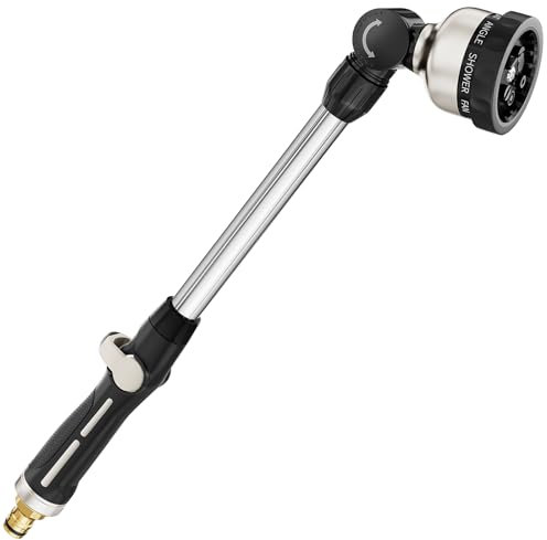 FANHAO Pistola per Irrigazionein metallo a 9 Modelli Regolabili, Pistola a Spruzzo Estesa con Flusso d'Acqua Controllabile, Lavaggio Auto, Pulizia del Cortile, Irrigazione del Giardino -Nero