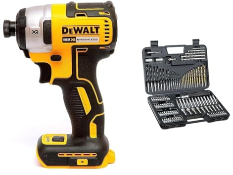 DEWALT DCF887N XR 18V 3 Speed BL Impact Driver Naked-Body ONLY, 18 W, 18 V, Multi, Bare Unit & DT0109 Screwdriver and Drillbit Set (109 Pieces)