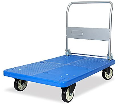 Faltbarer Handwagen, Plattformwagen, Kunststoff-Chassis mit hoher Ladekapazität, Faltbarer Griff für einfaches Tragen und Aufbewahren, langlebiger Handwagen, Transportwagen (Größe: klein)