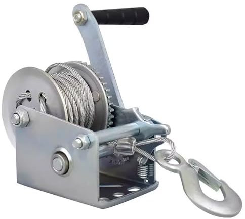 PurezmMoto Bootswinde Heavy Duty Stahl 3000lbs Trailer Winde, Handwinde Mit Haken, Zwei-Wege-Ratschen-Kurbelwinde Für SUV, ATV, Manuelle Winde Mit 26 Fuß Drahtseil (Size : 1400 lb(26ft Rope))